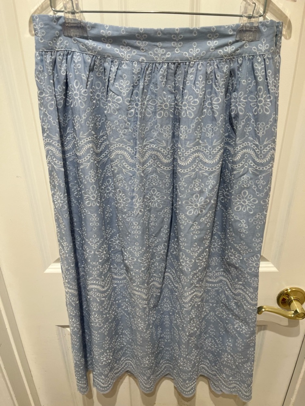 NWT LOFT Light Blue Maxi Skirt and Top with Lace Embroidery Scalloped Hem Set - Picture 5 of 16